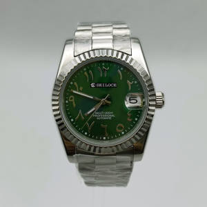 SEILOCE New Stainless Steel Arabic Index Green Luminous <b>Watch</b> with NH35 Movement - Product Image 3
