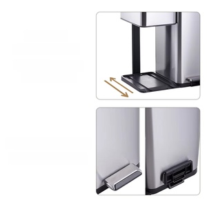 Poubelle de recyclage multifonctionnelle 3-en-1 en acier inoxydable de 60 L à triple compartiment avec couvercle à pédale pliable et couvercle coulissant - Product Image 5