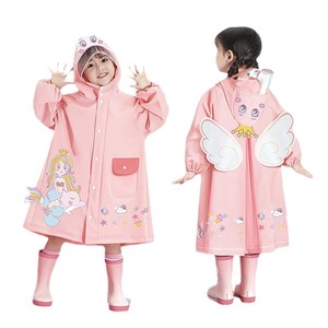 Childrens Raincoat Pink Unicorn Design With Wings And Hood For Kids School Travel Wear Size 3-10 Years - Product Image 5