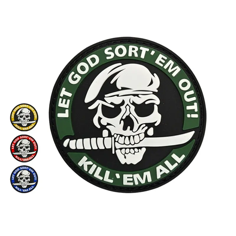 Kustom 3D Timbul Punisher Pvc Patch untuk Pakaian Kustom Karet Patch Silikon Karet Pvc Label Patch