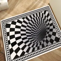 Tapete de área 3D Tapete Tapete de ilusão de ótica sem fundo Tapete xadrez  preto branco tapete de ilusão óptica vórtice para quarto