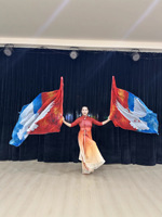 Nouveau drapeau de louange en mousseline de polyester écologique imprimé, motif colombe sexy, pour la danse, la paix, écharpe blanche créative, usage domestique, fête costumée
