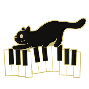 Pin de Esmalte de Gato Negro al por Mayor, Insignias de Gato Mágico con Diseño Floral y Vegetal, Broche Musical con <span class=keywords><strong>Notas</strong></span> de <span class=keywords><strong>Piano</strong></span>, Pin de Solapa de Esmalte Suave con Gato de Dibujos Animados - Product Image 3