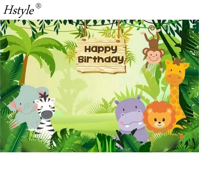 Jungle Safari Party Backdrop Kids Birthday Background Photo Studio Banner Baby Shower Photo Booth Photography Props HS590