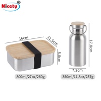 Dapat Digunakan Kembali Stainless Steel Terisolasi Olahraga Botol Air dan Olahraga Tutup Bambu Kotak Makan Siang Set