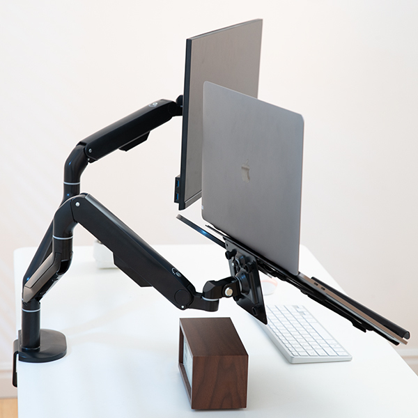 Dual Monitor Stand Modern Soft Design for Variable Office Environment Office Bank Hospital Commercial Laptop Holder