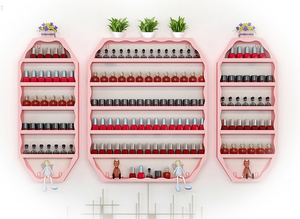 เฟอร์นิเจอร์ร้านทำเล็บ ชั้นวางเหล็กแขวนผนังสีทองทันสมัย สำหรับจัดแสดงอุปกรณ์ทำเล็บ - Product Image 2