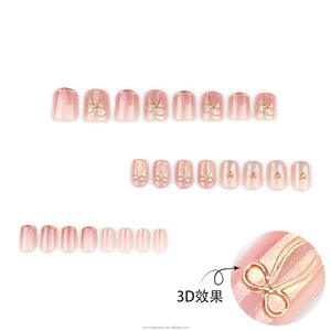 Juego de 24 <span class=keywords><strong>Uñas</strong></span> Postizas Acrílicas 3D en Forma de Almendra Corta, <span class=keywords><strong>Uñas</strong></span> Artificiales - Product Image 3