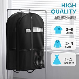 Bolsa de Viaje para Ropa de 43 Pulgadas con Bolsillo con Cierre para Accesorios, Bolsa Resistente para Trajes, Esmoquin, Vestidos y Abrigos, Negra - Product Image 2