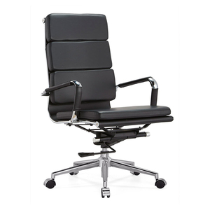 Chaises luxueuses en cuir noir à dossier moyen pour les <span class=keywords><strong>visiteurs</strong></span> de bureau, parfaites pour les salles de conférence et les entreprises - Product Image 1