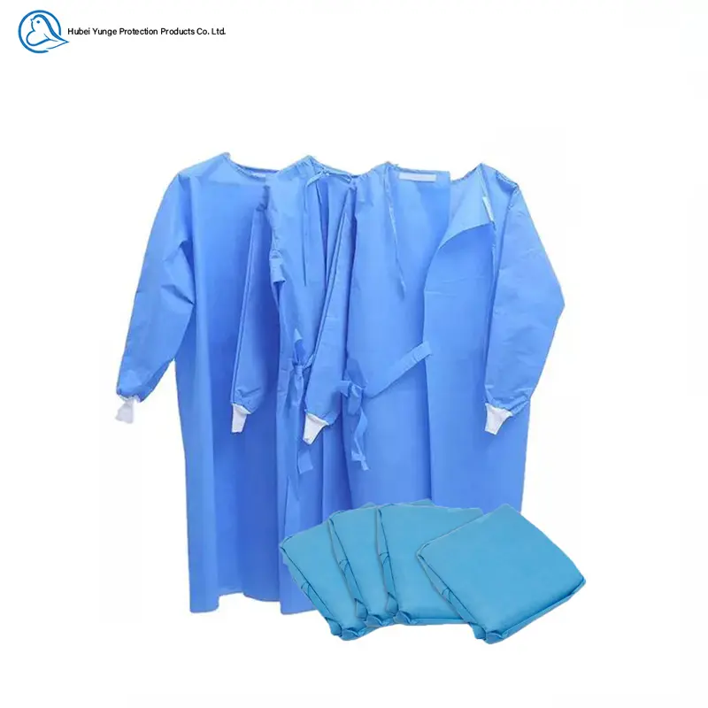 Factory Price 25-55g PP Non Woven Level 1 2 3 SMS Sterile Medical Hospital Isolation Gown Disposable Surgical Gown