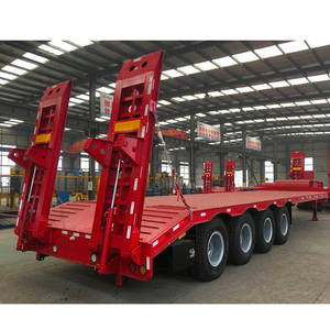 Semi-remorque à plateau surbaissé 4 essieux en acier haute résistance de marque chinoise renommée, avec col de cygne amovible, suspension mécanique, double freinage, 40 tonnes - Product Image 5