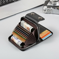 Dompet kulit PVC bisnis pria, gaya pendek dompet koin penutup kancing jepret pria pemegang kartu lipat tiga