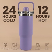 Gobelet isotherme en acier inoxydable 20oz/30oz avec couvercle à bec magnétique et ouverture directe pour voiture, sans BPA, maintien au chaud 6-12 heures