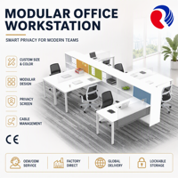 Cloison de bureau en bois avec panneau de verre et aspect naturel haut de gamme pour poste de travail en cubicle haut de gamme