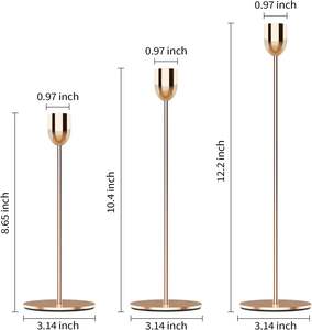 เชิงเทียนงานแต่งงานทำมือ 3 ชิ้น/ชุด ตกแต่งคริสต์มาส โลหะสีทอง พิมพ์ลายซิลค์สกรีน ปรับแต่งได้ วางบนโต๊ะ - Product Image 6