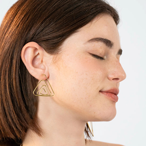 Orecchini YXQ E373 in acciaio inossidabile color oro con design triangolare - Product Image 1