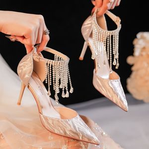 Escarpins à talons aiguilles pointus avec pampilles en cristal, élégants, pour mariage et soirée, pour femmes - Product Image 3
