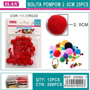 Palline Pompom ILAN 2 Cm Rosse per Decorazioni Artigianali e Progetti Fai-da-Te - Product Image 3