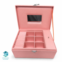 Boîte de rangement multi-compartiments personnalisée de luxe, impression personnalisée avec miroir et poignée portable, coffret cadeau