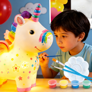 Kit Artistici per Bambini: Lampada Unicorno Fai-da-Te, Giocattoli Luminosi da Dipingere - Product Image 3