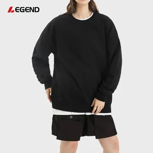 Op Maat Gemaakte 380G Unisex Plus Size Puur Katoenen Badstof Dames Trainingspak Effen Kleur Eenvoudig Blanco Ronde Hals Lange Mouw Heren Sweatshirt