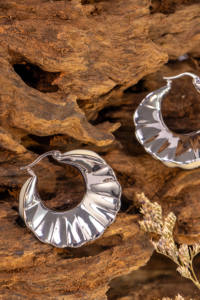 Boucles d'oreilles créoles classiques vintage en électro-argentage, forme irrégulière, style bohème, punk, religieuse, cadeau de fête, tendance - Product Image 3