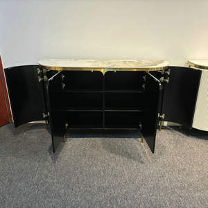 طاولة بوفيه مطبخ فندق مطعم قائمة معدات خزانة فاخرة متكلس حجر أعلى أسود أبيض إطار طاولة بوفيه - Product Image 6