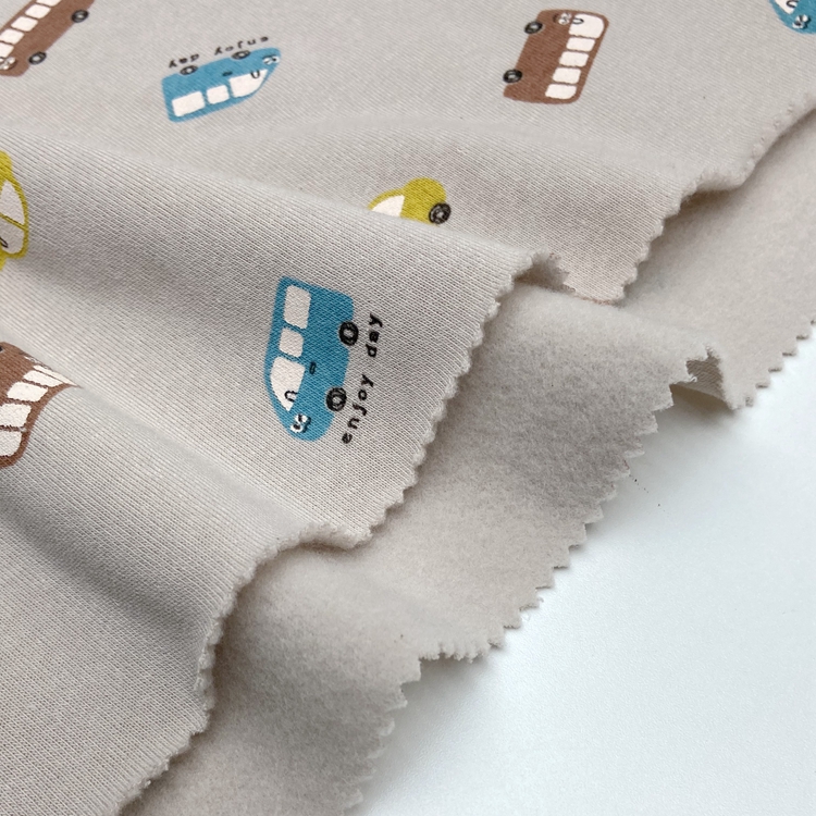 Мультяшный автомобиль полиэстер хлопок трикотаж пользовательский пигмент Печатный Матовый французский махровый флис ткань для одежды