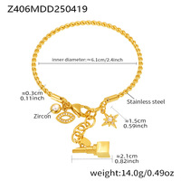 Bracelet ouvert à double tressage antique de rêve, non en acier inoxydable, avec étoile en diamant montée, pour fabricants de multi-accessoires DIY