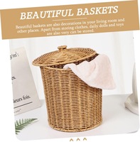Corbeille à déchets multifonctionnelle en plastique écologique pour bureau à domicile, avec couvercle, corbeille à ordures ronde, panier de rangement – Offre Spéciale