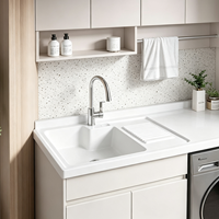 Ensembles de meubles de salle de bain de luxe en bois avec armoire de buanderie et lavabo intégré pour projets hôteliers, usine OEM ODM