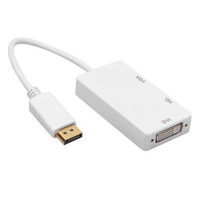 MiniDP ke /VGA/DVI Kabel Patch PVC Berlapis Emas Tiga-dalam-Satu 0,15m untuk Proyeksi Layar TV 4K