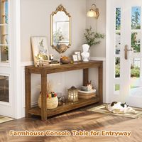 Console d'entrée étroite en bois de style farmhouse de 47 pouces avec rangement pour salon, montage facile