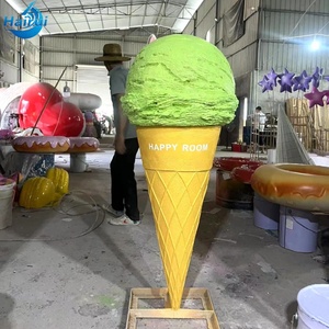 Escultura Gigante de Cono de Helado de Fibra de Vidrio con Base de Goteo, Tamaño Personalizado, Decoración Impermeable para Interiores/Exteriores - Product Image 6