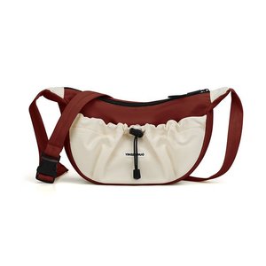 Bolso Bandolera Yingchunuo Tipo Dumpling, Color Rojo y Blanco, Cierre con Cordón y Cremallera, Impermeable, para Uso Diario - Product Image 1