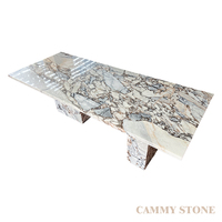 Table à manger rectangulaire en marbre naturel Cammy Stone, motif Océaniques Tempêtes, personnalisable, cannelée, multifonctionnelle, mobilier moderne pour la maison