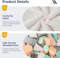 Housse de pouf en fausse fourrure confortable et luxueuse, avec support dorsal, une place pour adultes et enfants - Canapé de sol rembourré pour salon