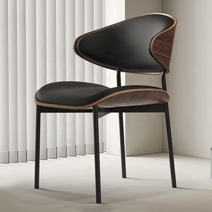 Sedia da Pranzo Nera e Oro di Lusso, Stile Nordico <span class=keywords><strong>in</strong></span> <span class=keywords><strong>Legno</strong></span>, Metallo, Tessuto e Pelle, Set per Sala da Pranzo, Arredamento Moderno per Casa e Ristorante - Product Image 1