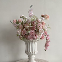 Boule de fleurs PPS de qualité supérieure, 40 cm, rose et blanche, arrangement floral pour la décoration de table de mariage ou d'événement
