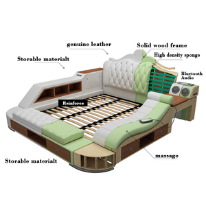 Muebles de solución de fábrica, cama de masaje de cuero, marco de madera, cama <span class=keywords><strong>king</strong></span> - Product Image 6