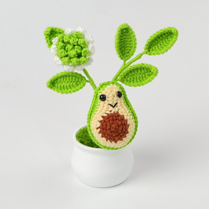 Árbol de aguacate de ganchillo con cara sonriente bonita creativa con hojas y <span class=keywords><strong>maceta</strong></span> blanca, flor de punto de lana al por mayor, adorno diario - Product Image 5