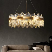 Lampe à suspension en cristal LED moderne pour hôtel, décoration intérieure, luminaire rond de luxe, lustres en cristal pour mariage