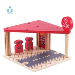 UDEAS Blocs de construction en bois colorés personnalisables pour enfants, vente en gros, <span class=keywords><strong>pas</strong></span> <span class=keywords><strong>cher</strong></span>, avec station-service et piste de jeu - Product Image 4