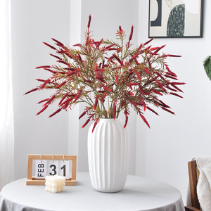 Fleurs artificielles Yoshinobu, fleurs en vase rouge orangé, décoration nordique pour la maison, arrangement de verdure d'automne - Product Image 3