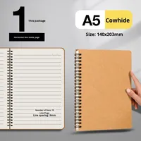 Carnet de notes personnalisé avec logo imprimé sur couverture en papier kraft A5, reliure spirale, cadeau