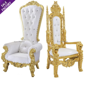 Silla Trono de Pedicura con Respaldo Alto Dorada de Rey y Reina para Boda al por Mayor de Fábrica China - Product Image 2
