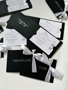 Carpeta de Regalo de Papel Negro de Lujo Personalizada con Logotipo en Lámina Plateada, Invitación de Boda, Vales de Salón de Belleza y Spa, Embalaje para Tarjetas VIP - Product Image 1