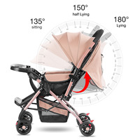 Poussette compacte pour bébé, pliable, légère, avec dossier réglable, capote, porte-gobelet et panier de rangement