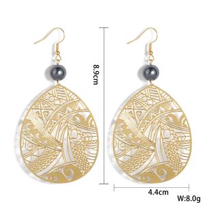 Boucles d'oreilles en forme de goutte d'eau pour femme, bijoux hawaïens Tribal, plaqué or 18 carats, nouveauté <span class=keywords><strong>2023</strong></span> - Product Image 2